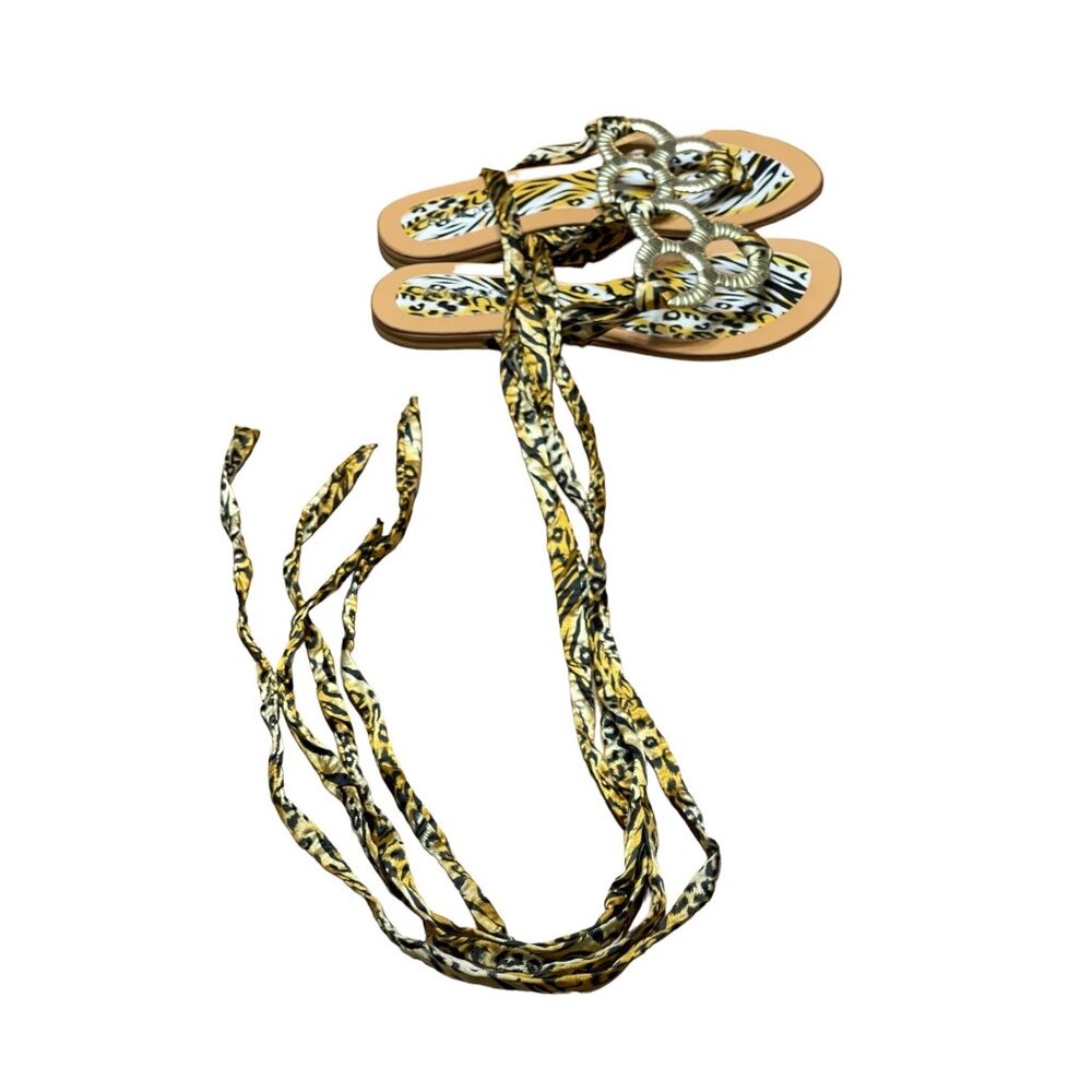 BUMPER.Women gladiator print‎ animal fabric strap sandals size 8 - Picture 9 of 12